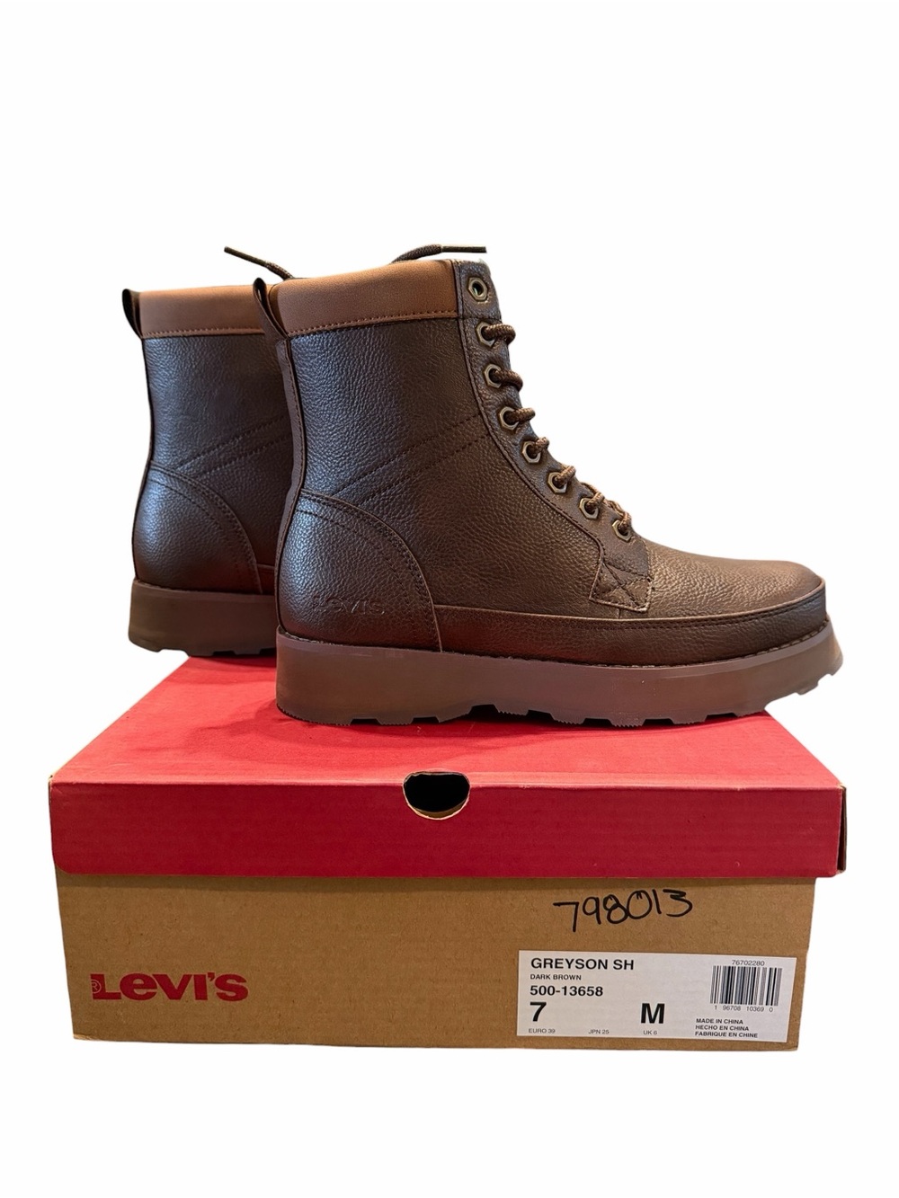 Levi's Men's Dark Brown Lace-Up Leather Ankle Boots